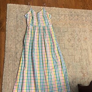 J Crew Colorful Plaid Maxi Dress